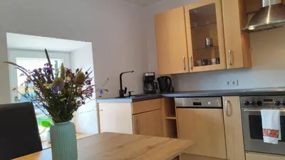 Küche/Küchenzeile in der Unterkunft Ferienwohnung Hühn