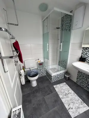 Ein Badezimmer in der Unterkunft Must love dogs