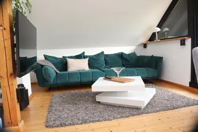 Ein Sitzbereich in der Unterkunft Ferienwohnung Stähbachtal