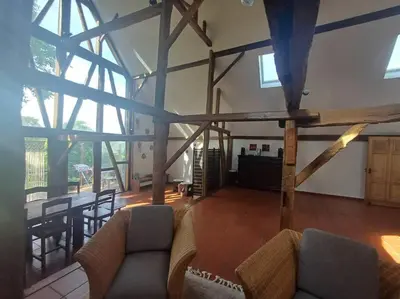 Ein Sitzbereich in der Unterkunft Landhaus Zum Nussbaum