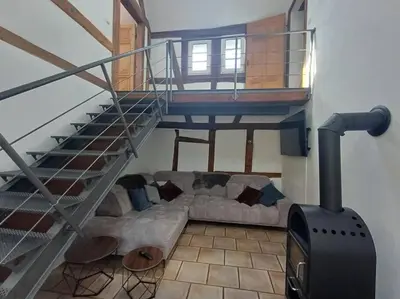 Ein Sitzbereich in der Unterkunft Landhaus Zum Nussbaum