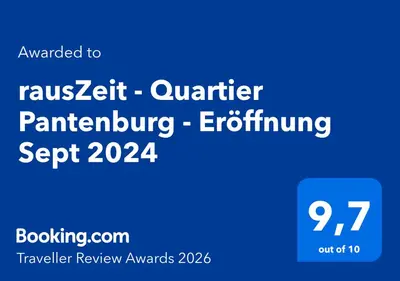 Ein Zertifikat, Auszeichnung, Logo oder anderes Dokument, das in der Unterkunft rausZeit - Quartier Pantenburg ausgestellt ist