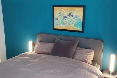 Ein Bett oder Betten in einem Zimmer der Unterkunft Ferienhaus Alte Beurener Mühle