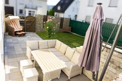 Ein Sitzbereich in der Unterkunft Ferienwohnung Leni