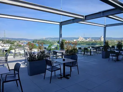 Ein Balkon oder eine Terrasse in der Unterkunft Frames Hotel GmbH