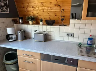 Küche/Küchenzeile in der Unterkunft Ferienwohnung Layer Moselbogen