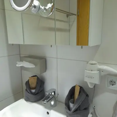 Ein Badezimmer in der Unterkunft Bichlhof Bärfra Ferienwohnung Fernsicht