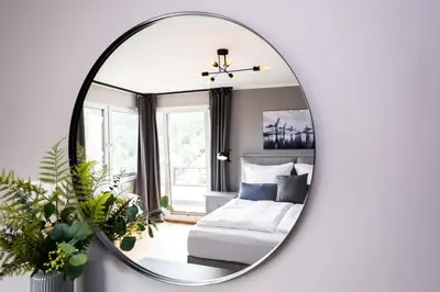 Ein Bett oder Betten in einem Zimmer der Unterkunft Wohnung mit Panoramablick Nähe Nürburgring