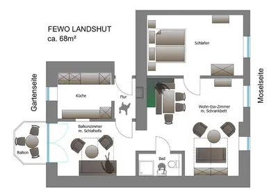 Grundriss der Unterkunft Ferienwohnungen am Stadtpalais Fewo-Landshut