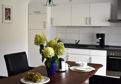 Küche/Küchenzeile in der Unterkunft Ilonas Ferienwohnung