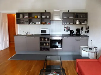 Küche/Küchenzeile in der Unterkunft Ferienwohnung am Stadtpalais Fewo-Steillage