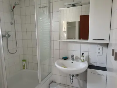 Ein Badezimmer in der Unterkunft Apartment mit Rheinblick