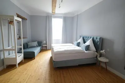 Ein Bett oder Betten in einem Zimmer der Unterkunft Charmantes Chateau Lichter - Burghaus