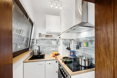 Küche/Küchenzeile in der Unterkunft Helle & moderne Wohnung mit Panorama-Balkon