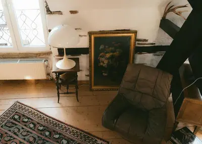 Ein Sitzbereich in der Unterkunft Antikes Haus an der Mosel