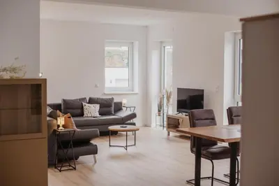 Ein Sitzbereich in der Unterkunft Ferienwohnungen Kornkammer und Kirschstübchen
