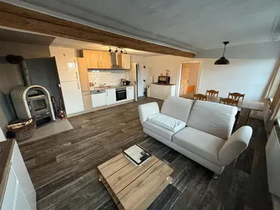Küche/Küchenzeile in der Unterkunft Ferienwohnung Streamatze auf Whiskey's Farm