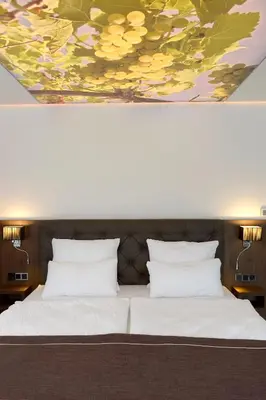 Ein Bett oder Betten in einem Zimmer der Unterkunft 5 STERNE LUXUS VILLA KLIMATISIERT DACHTERRASSE MIT ATEMBERAUBENDER AUSSICHT ooooo