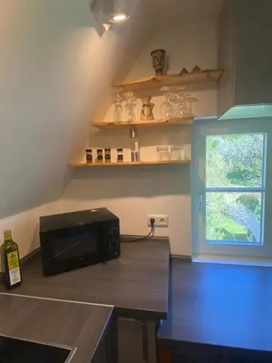 Küche/Küchenzeile in der Unterkunft gemütliche rustikale Wohnung mit Kamin und optionalem Whirlpool