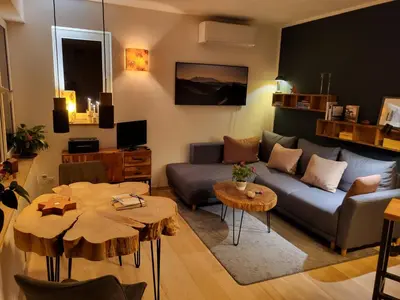 Ein Sitzbereich in der Unterkunft Sauna, Terrasse, Fernblick & Design - modern-gemütliche FeWo am Aremberg