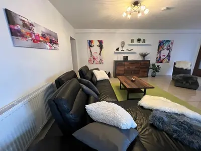 Ein Sitzbereich in der Unterkunft Ferienwohnung Goldrausch
