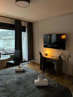 TV/Unterhaltungsangebot in der Unterkunft Rheinpanorama Suite mit Balkon
