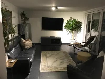 Ein Sitzbereich in der Unterkunft schöne Ferienwohnung mit Terasse