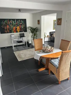 Ein Sitzbereich in der Unterkunft schöne Ferienwohnung mit Terasse
