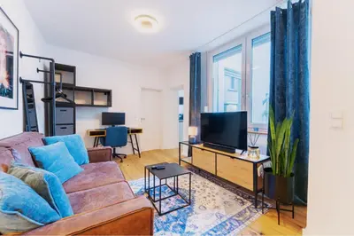TV/Unterhaltungsangebot in der Unterkunft Studio Loreley am Rhein, moderne & vollausgestatte 40qm, Küche, Netflix, WM