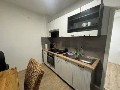 Küche/Küchenzeile in der Unterkunft StadtQuartier am Rhein WE31