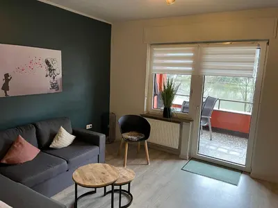 Ein Sitzbereich in der Unterkunft Weingut-Gästehaus-Haas