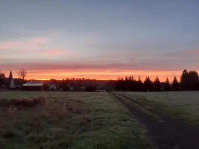 Blick auf den Sonnenuntergang/Sonnenaufgang von der Ferienwohnung aus oder aus der Nähe