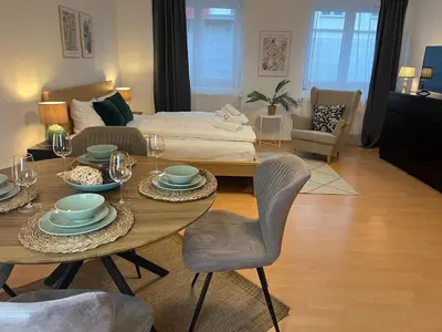 Ein Sitzbereich in der Unterkunft Koblenz Studio City Apartment