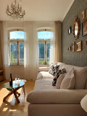 Ein Sitzbereich in der Unterkunft Villa Rheinblick 1 OG