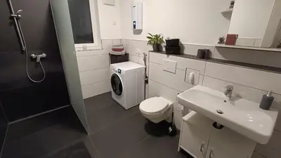 Ein Badezimmer in der Unterkunft Ferienwohnung Zum Kreuzbaum