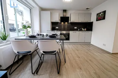 Küche/Küchenzeile in der Unterkunft FeWoMo Stilvolles EG Appartment, Brauneberg, 4 Pers, Boots Slipanlage, Moselradweg, Seniorengerecht