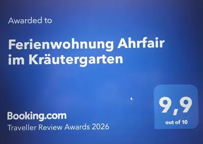 Ein Zertifikat, Auszeichnung, Logo oder anderes Dokument, das in der Unterkunft Ferienwohnung Ahrfair im Kräutergarten ausgestellt ist
