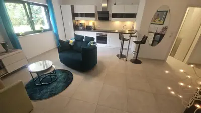 Küche/Küchenzeile in der Unterkunft Ferienwohnung Ahrfair im Kräutergarten