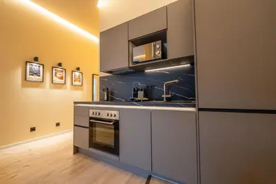 Küche/Küchenzeile in der Unterkunft LLR Design Apartment- Santal Blush im Zentrum von Koblenz