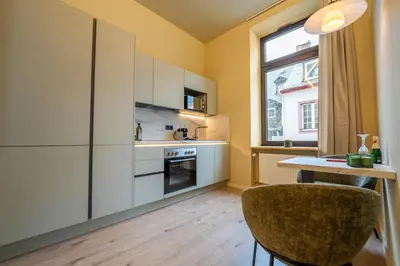Küche/Küchenzeile in der Unterkunft LLR Design Apartment - Green Botanical im Zentrum von Koblenz