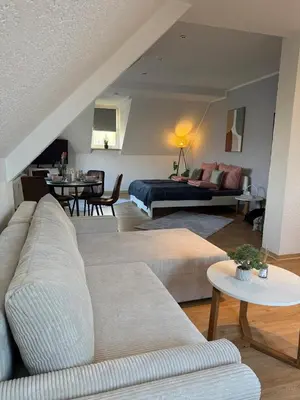 Ein Sitzbereich in der Unterkunft Schickes Apartment am Rhein
