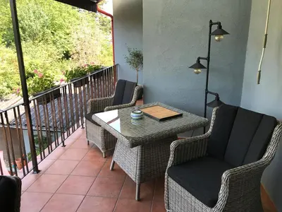 Ein Balkon oder eine Terrasse in der Unterkunft Ferienwohnungen Perlina Karpat