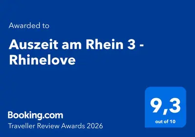Ein Zertifikat, Auszeichnung, Logo oder anderes Dokument, das in der Unterkunft Auszeit am Rhein 3 - Rhinelove ausgestellt ist