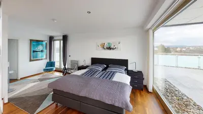 Ein Sitzbereich in der Unterkunft Penthouse für 2 Personen mit Dachterrasse und Rheinblick