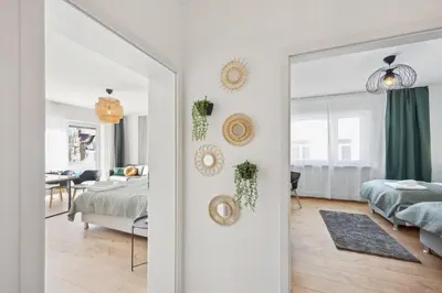 Ein Sitzbereich in der Unterkunft DDHomes- Firmen & Monteure App - 6 Pers,Balkon,zentral, SmartTV