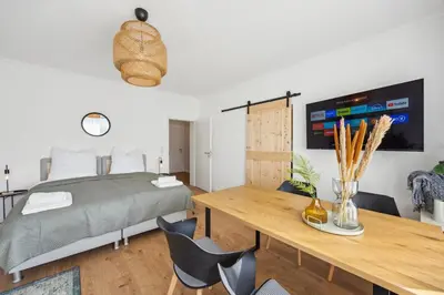 TV/Unterhaltungsangebot in der Unterkunft DDHomes- Firmen & Monteure App - 6 Pers,Balkon,zentral, SmartTV