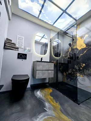 Ein Badezimmer in der Unterkunft Ferienwohnung Krause Deluxe