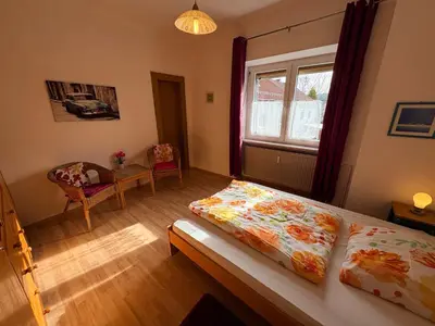 Ein Bett oder Betten in einem Zimmer der Unterkunft FeWo II Glücksmomente Bostalsee