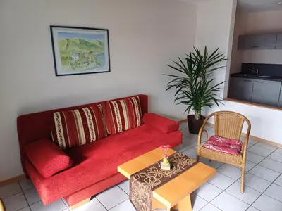 Ein Sitzbereich in der Unterkunft Kemmers Apartments