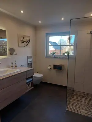 Ein Badezimmer in der Unterkunft Casa Andrea, Ferienwohnung
